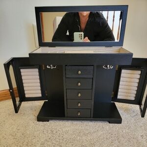Black Jewelry Armoire with Mirror